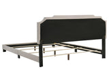 Beige Full Panel Bed with Nailhead Trim B062P153559