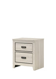 Contemporary 2-Drawer Nightstand End Table Beige White Finish Two Storage Drawers Bedroom Furniture B011P155873
