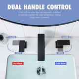 Bathroom Stainless Steel Faucets for Sink 3 Hole Matte Black 8 inch Widespread Bathroom Sink Faucet W1932P353511