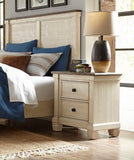 Transitional Rustic Style 1pc Nightstand of 2x Drawers Antique White and Rosy Brown Bedroom B011P243642