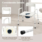 3-in-1 Heavy-Duty Commode Chair Removable Bucket, Sturdy Iron Frame for 75145658