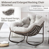 Outdoor Patio Rocking Chairs, Oversized Papasan Rocking Chair Indoor with Padded Cushion W349P271998