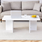 ZUN 44.8 Inch White MDF Coffee Table - Modern Luxury, Stable Triangular Support.The coffee table is made W1512P282531