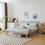 Queen Size Solid Wood Platform Bed Frame with Headboard Gray Wash 68164226