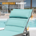 ZUN Outdoor Patio Chaise Lounge Set of 3, Aluminum Pool Lounge Chairs with and Wheels, Textilene Padded W1859P172280