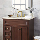 Brushed Gold 3-Hole Low-Arch 8 Inch Widespread Bathroom Faucet, Vanity Sink Faucet with Metal Pop Up T3177P277503