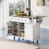 Kitchen Cart with Rubber wood Drop-Leaf Countertop ,Cabinet door internal storage racks,Kitchen WF298028AAW