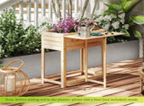 Solid Fir Wood Raised Garden Bed, Foldable Side Table DIY Paintable Planter Box for Herbs 47776973