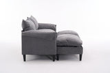 Convertible Combination Sofa Sofa U-Shaped Sofa with Footstools with Storage, Gray Sofa for Living W2012P252429