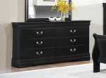 ZUN Traditional Design Black Finish Dresser of 6x Drawers 1pc Classic Louis Phillippe Style Bedroom B01182190