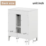 ZUN 24" Bathroom Vanity with Sink, Bathroom Vanity Cabinet with Two Drawers and Door, Adjustable Shelf, WF309411AAK