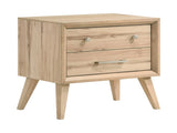 Classic Style Nightstand of 2x Drawers Natural Oak Finish Wooden Bedroom Furniture 1pc, Mid-Century B011P250503