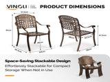Patio Chairs Set of 2 - Stackable Outdoor Cast Aluminum Dining Chairs with Vintage Bronze Finish and 93816729