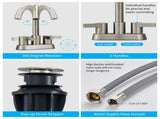 Bathroom Faucet 2 Handle Centerset Sink Faucet with Pop Up Drain Assembly, 4 Inches 91307232