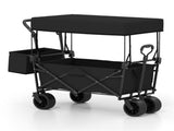 Foldable Utility Wagon,Adjustable Handle Outdoor Wagon, Puncture-Proof Wheels with Brakes, Removable 21094050