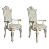 Beige and Antique Pearl Tufted Back Arm Chairs B062P186459