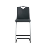Black PU Chair Barstool Dining Counter Height Chair Set of 2 W24154186