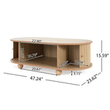 MDF ELEGANT LONG OVAL STORAGE SIDE TABLE WITH RETRO CHARM, NATURAL COLOR N770P281568N