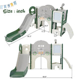 ZUN Kids Slide Playset Structure 9 in 1, Spaceship Set with Slide, Arch Tunnel, Ring Toss, Drawing 86420857