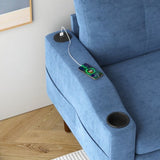 Convertible Combination Sofa Sofa L-Shaped Sofa with Storage Cabinet Footstool, Living Room Navy W2012126503