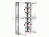 Freestanding 4-Door Kitchen Pantry Cabinet, Large Storage with Adjustable Shelves & Doors 91423401