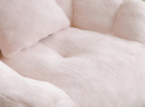 Giant Bean Bag Chair withFootstool, Oversized Bean Bag for Adults and Kids, Faux Fur Shell-Shaped W2677P306794