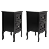 ZUN 2pcs Country Style Two-Tier Night Tables Large Size Black 46330063