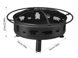 30 Inch Round Outdoor Wood Pit, Heavy Duty Wrought Iron Firepit with Hinged Spark 71734744