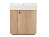 21.6" bathroom vanity with ceramic sink, freestanding modern right door wood grain cabinet with open N729P285503N