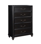 ZUN Charcoal Brown Finish Traditional Bedroom Furniture 1pc Chest of 5 Drawers Antique Handles Classic B011P225161