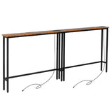 2 Pack 39.4" Narrow Console Sofa Table with Power Outlets and USB Ports, Long Couch Table with Metal 27547211