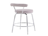 Contemporary Counter Stool in Chrome and Light Grey Fabric - Set of 2 B202P222102
