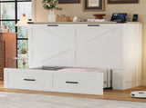 Full Size Farmhouse Murphy Cabinet Bed with Charging Station, Foldable Platform Bed with Large 56836173