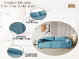 Sofa Showcase 54" Velvet Blue Sofa Bed A Dual-Purpose Living Room Gem with a Retractable Bed W3371P302132