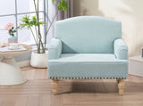 Modern Accent Chair with Retro Wooden Legs & Nailhead Trim, Small Fabric Club Chair, Comfy W3042P262915