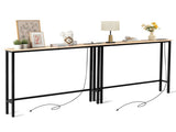 2 Pack 39.4" Narrow Console Sofa Table with Power Outlets and USB Ports, Long Couch Table with Metal 32435224