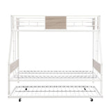 Twin Over FULL Metal Bunk Bed with Trundle 2 - Side Ladder and Full-Length Guardrail, No Box Spring W311133416