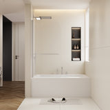 30 in. W * 58 in. H rotation shaft door Shower Doors for Bathtub, 1/4" Thick SGCC Tempered W2965P277718