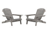Outdoor Wooden Folding Adirondack Chair Set of 2 with Pre-Assembled BackRest, Wood Patio Chair for W2640P470154