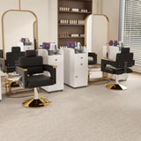 Professional Hydraulic Barber Chair - 360&deg Swivel with Adjustable Height, Stainless Steel Armrests & W2700P318167