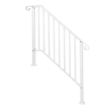 Handrails for Outdoor Steps, Iron Handrail Fits 3 Step, Transitional Handrail with Installation Kit, 69025255