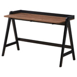 ZUN Walnut and Black Writing Desk with USB Ports B062P153882