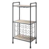 Antique Oak and Sandy Grey Wine Rack with Stemware Rack B062P186411