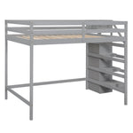 ZUN Full Size Loft Bed with Built-in Storage Wardrobe and Staircase, Gray 62610883