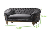 Loveseat in Grey and Gold with Fabric button-tufted velvet upholstery Finish 698781499122