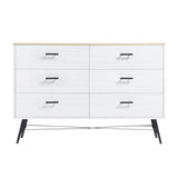 ZUN 6 Drawer Dresser for Bedroom with Deep Drawers, Wood & Chest of Drawers, Modern White Long W1820P152744