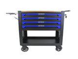 4 DRAWERS MULTIFUNCTIONAL TOOL CART WITH WHEELS AND WOODEN TOP-BLUE W1102111182