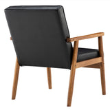 (75 x 69 x 84)cm Retro Modern Wooden Single Chair,Black PU 19517530