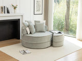 Oversized Round Accent Barrel Chair 5 Pillows Soft Velvet Upholstered Armchair Lazy Lounge Sofa W1170P283148