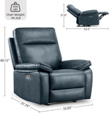 ZUN Electric Power Recliner Chair with USB Port, Leather Recliner Chairs for Adults, High Back Modern T2694P181964